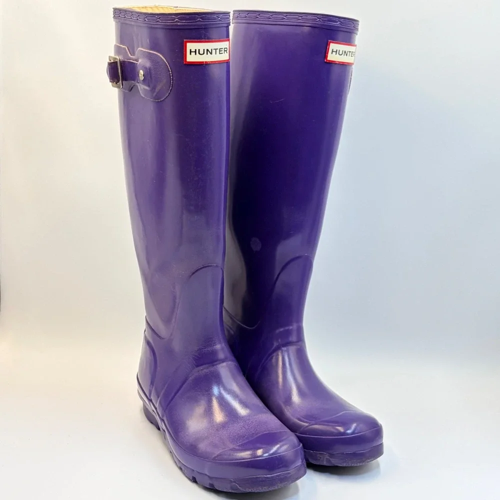 Hunter Original Gloss Tall Purple Rain Boots W23616 Womens 5 Mens 4 EU 35/36